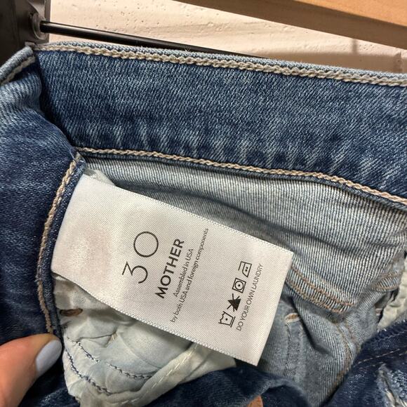 Mother The Pixie Dazzler Sz 30 Ankle Fray Boogie Down Blue High Rise Stretch - Picture 12 of 16